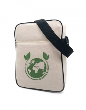 Bolsa carteiro HB G em lona de algodão cru com bolso frontal linha ecologica
