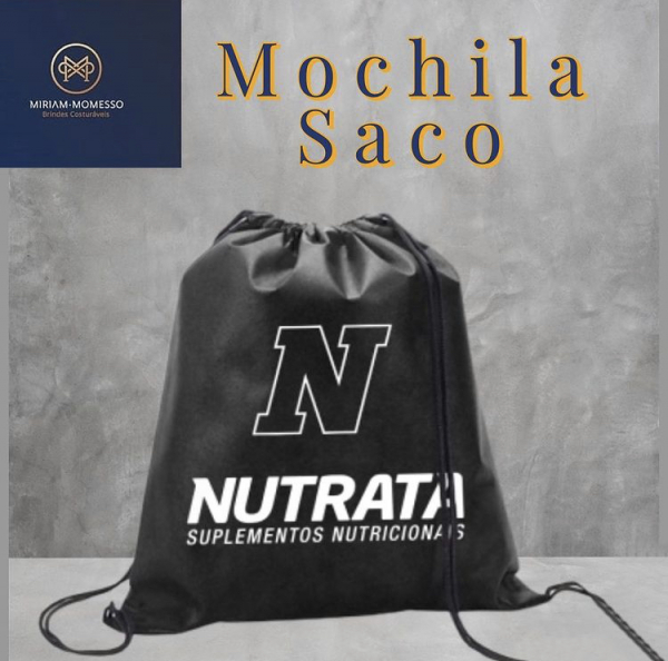 Mochila sacola em poliéster 210 preta arte nutrata