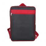 mochila escolar em poliester azul marinho com detalhes vermelho