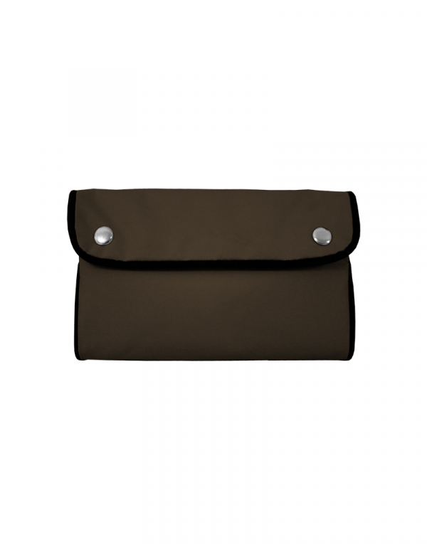 Necessaire para maquiagem com bolso interno 2 um em material e outro em tela cor Marrom
