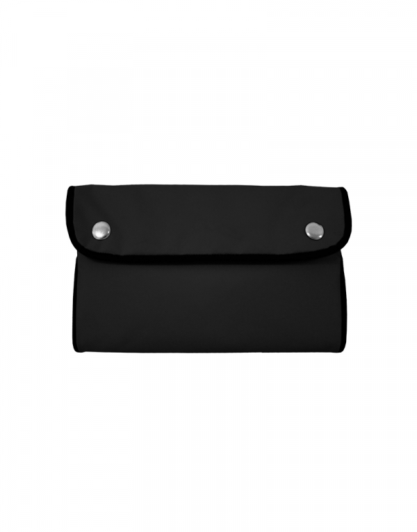 Necessaire para maquiagem com bolso interno 2 um em material e outro em tela cor preto