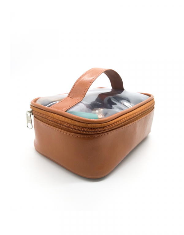 necessaire miu caramelo com tampa visor cristal