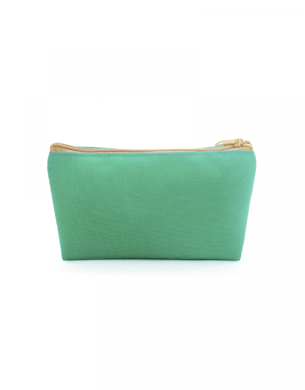 Necessaire vani poliester verde agua com ziper caqui