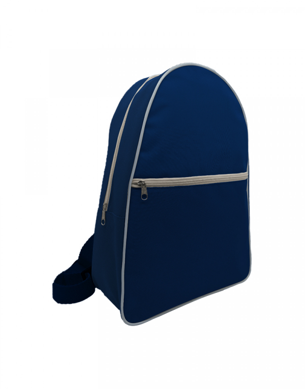 Mochila em poliester 600 azul e detalhes na cor cru