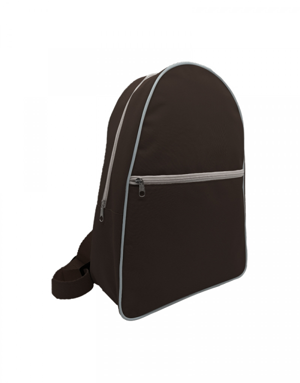 Mochila em poliester 600 marrom e detalhes na cor cru