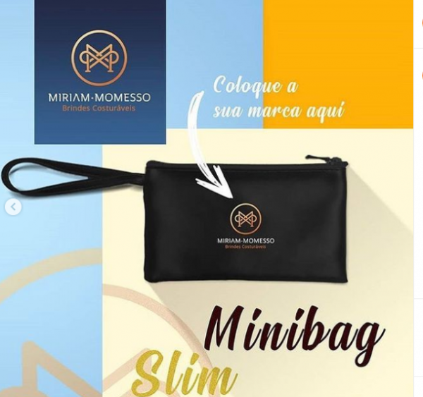 Minibag poliéster preto com arte