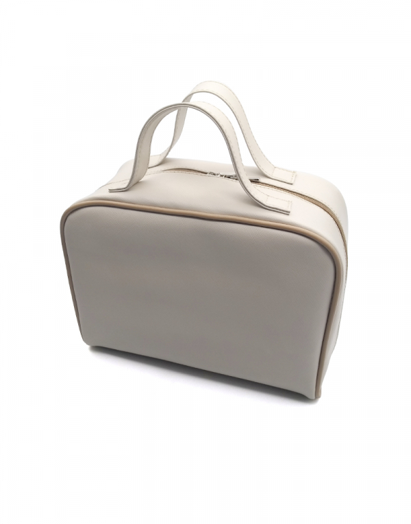 Necessaire Mari em sintetico off white e detalhe em caqui