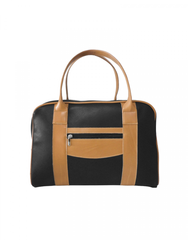 bolsa sp em sintetico preto e detalhes em sintetico bege
