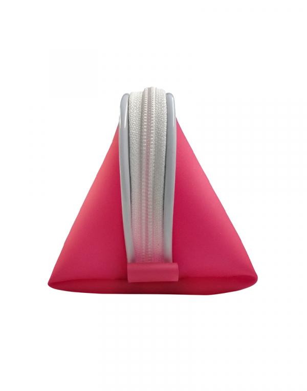 Necessaire fachini material silicone pink e vivo branco foto lateral