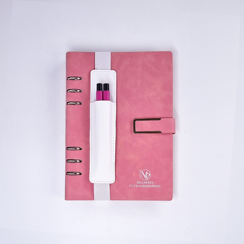 brinde caderno com porta caneta